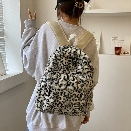 Antmvs Antmvs Winter Autumn Women Soft Plush Backpack Girls School Shoulder Bag Fashion Diamond Lattice Rucksack Female Travel Bagpack Mochila