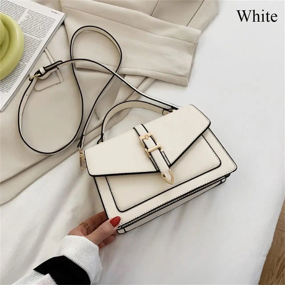 Antmvs Antmvs - Solid Color Messenger Shoulder Bag Portable PU Leather Handbag Crossbody Bag Women Ladies