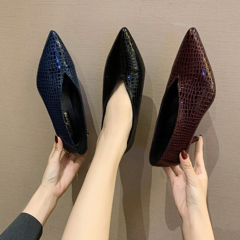 Antmvs  Pointy Patent-Leather Single Women Shoes High Heels Spring Versatile Retro Chunky Single Shoes Zapatos De Mujer