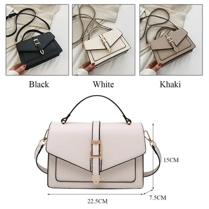 Antmvs Antmvs - Solid Color Messenger Shoulder Bag Portable PU Leather Handbag Crossbody Bag Women Ladies