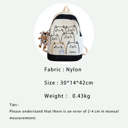 Antmvs Antmvs  Cute Cat Bag Women Kawaii Contrast Color Fashion Female Backpack Travel High School Girls Book Bags for Teenage Girls