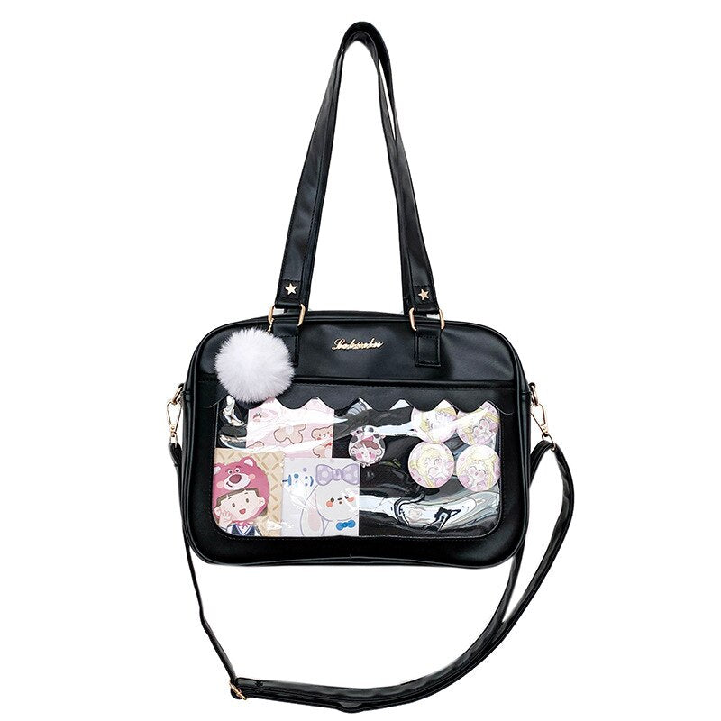 Antmvs Antmvs  Japanese Kawaii Shoulder Bag For Women PU Leather Itabag Transparent Bag JK Tote Bag Handbags Preppy Bag ita bag Crossbody Bag