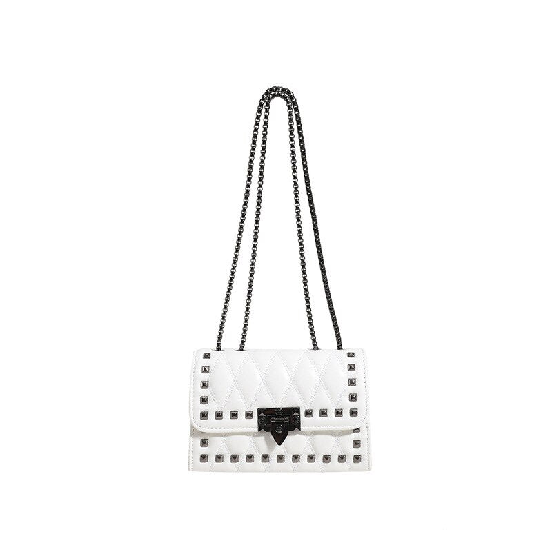 Antmvs Antmvs Luxury Rivet Chain Crossbody Bags For Women Diamond Lattice PU Leather Shoulder Bag Trendy Lock Ladies Purses and Handbags