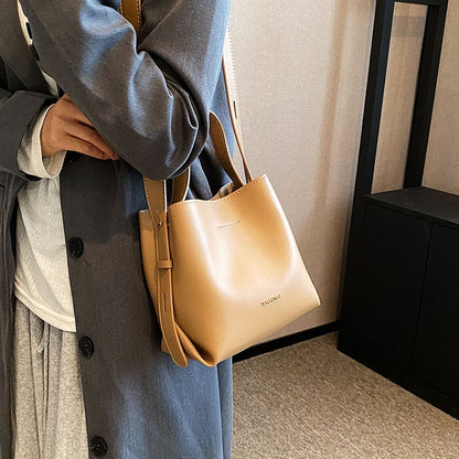 Antmvs Antmvs Small Simple Solid Color Shoulder Bags For Women  Leather Handbags and Purses Lady Designer Bucket Crossbody Hand Bag