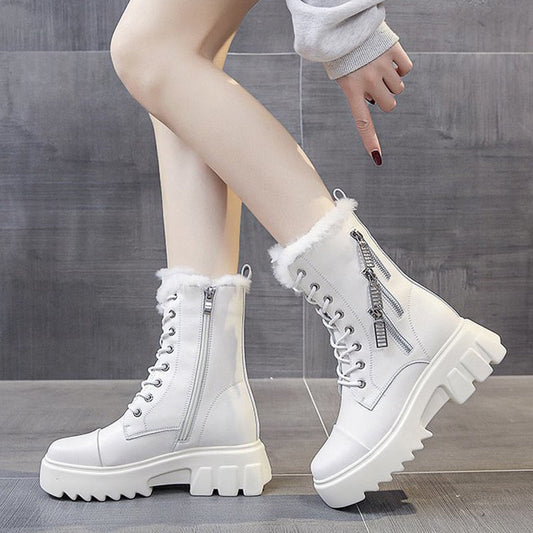 Antmvs Ankle Boots For Women  New Brand Snow Boots Fashion Warm Winter Boots Women Solid Square Heel Shoes Woman Thigh High Boots