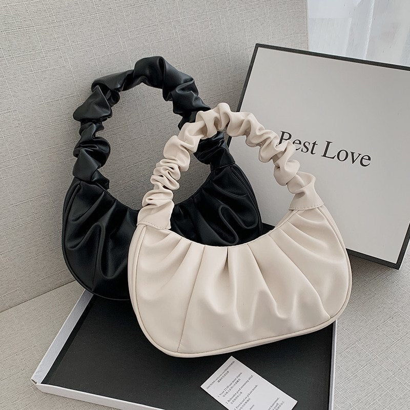 Antmvs Antmvs  Summer Pleated Handlebags For Women PU Cloud Bags Leisure Armpit Bag Shopping Shoulder Bags Dumpling Handbag Female