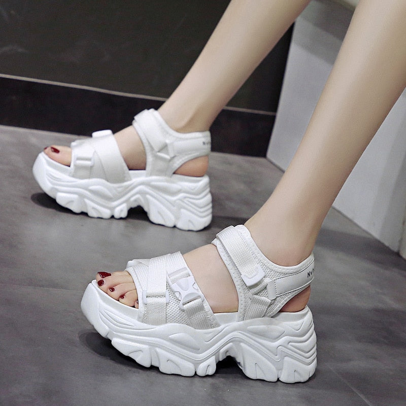 antmvs  8Cm Platform Sandals Wedge Punk Cool Design Women Sandals Fashion Summer Breathable Women Slides Women Platform Sandals