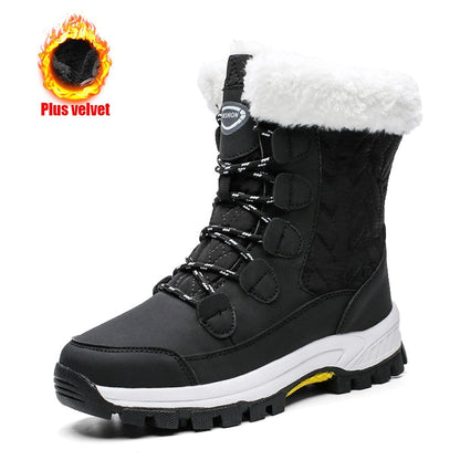 Antmvs Women's Winter High Boot With Fur Snow Boot Warm Puffy Boots For Women Water Proof White Platform Boot Shoes 41 Mid Calf Boots