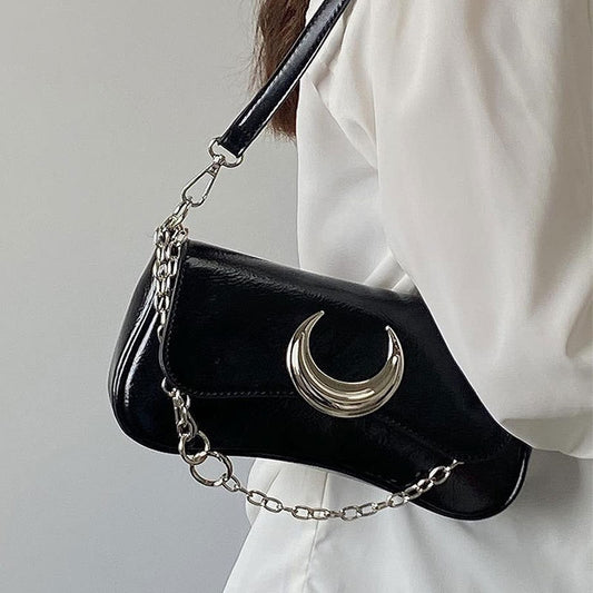 Antmvs Fashion Design Women's Underarm Bag Moon Locking Buckle Female Shoulder Bag PU Leather Ladies Crossbody Bags Purse Handbags