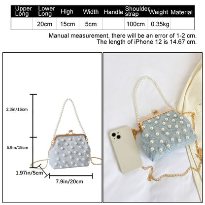 Antmvs Antmvs  square Metal clip bag Girl pearled handbag Lace embroidery women shoulder bag fashion crossbody bag for women Fresh feeling bag