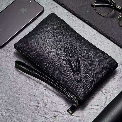 Antmvs Antmvs Fashion Business Style Men's Handbags Soft PU Leather Clutch Bag Male Wristlet Pack Bag Crocodile Pattern Zipper Envelope Bag