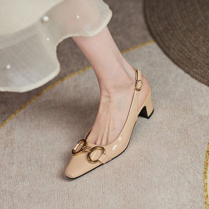 Antmvs Patent Leather Ladies Sandals Summer   Concise Pointed Buckle Women's Shoes Fashionable Elegant Shallow Mouth Female Stiletto