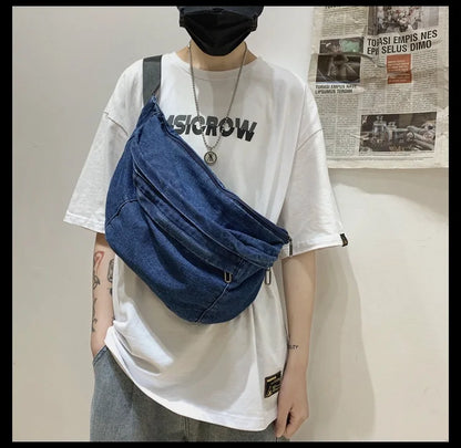 Antmvs Antmvs - Unisex Crossbody Bag Shoulder Bag Girls New Denim for Women  Large Capacity Messenger Bag Bolsos Para Mujer Hip Hop Belt Bag