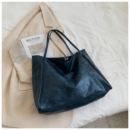 Antmvs Antmvs  Tote Bag Women's Bag  New Large-capacity Soft Leather Shoulder Bag Retro Casual Portable Bucket Bag