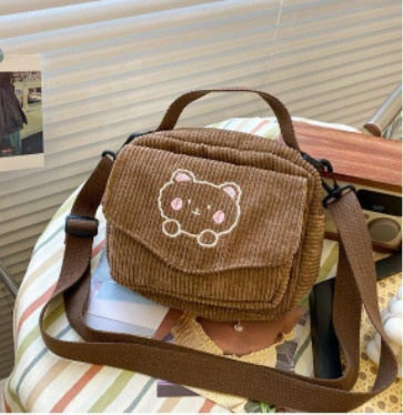 Antmvs Antmvs Women Canvas Zipper Bag Preppy Style Student Tote Shoulder Messenger Bag Small Corduroy Bag Satchel Travel Purse Handbag