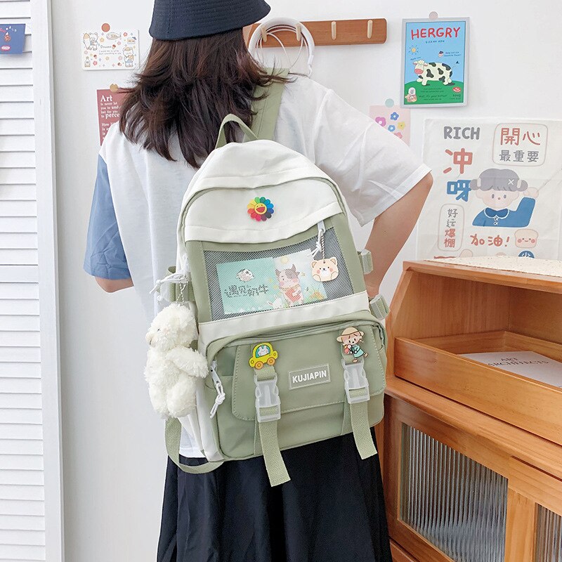 Antmvs Antmvs   New Style School Bag Fashion Colored Primary School Backpack Large Capacity Girls Cartoon Backpack School Backpack