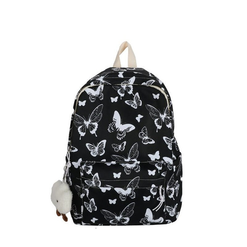 Antmvs Antmvs  Butterfly Pattern Korean Version University Student Backpack Girls' Nylon Bag Without Pendant Short Distance Travel Bag Portable