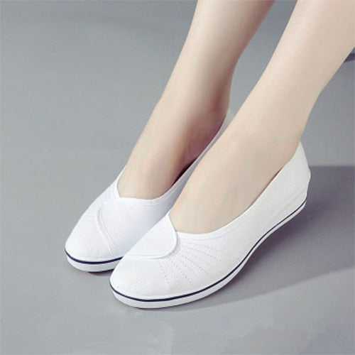 Antmvs  Women Canvas Loafers  New Woman Casual Vulcanized Ladies White Shoes Women's Fashion Wedges Female Comfortable Footwear