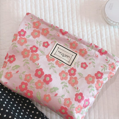 Antmvs Antmvs Large Capacity Travel Makeup Bag Skincare Bag Toiletry Organizer Makeup Pouch Clutch Fashion Simple Floral Jacquard Cosmetic Bag