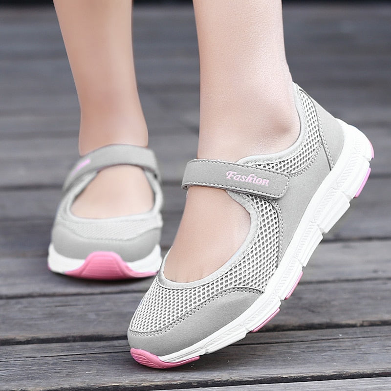 Antmvs New Women Flats  Spring Summer Ladies Mesh Flat Shoes Women Soft Breathable Sneakers Women Casual Shoes White Nurse Shoes