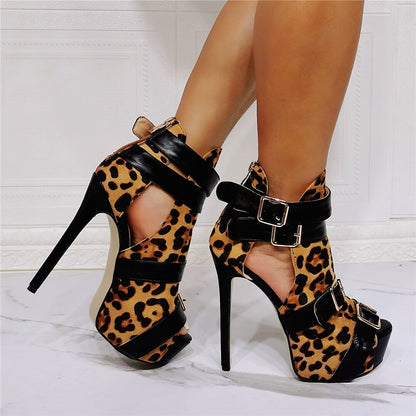 Antmvs  Luxury Brand Design Big Size 34-47 Leopard Customized Women Shoes Woman   Punk High Heels Shoes Women Summer Boots Sandals