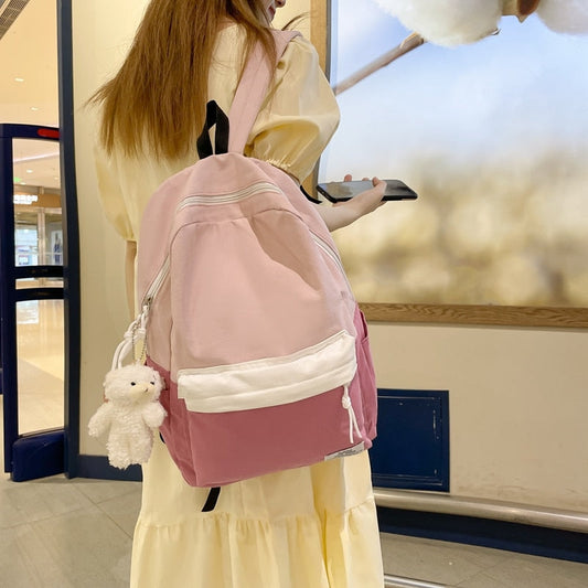 Antmvs Antmvs  Cute Nylon Women Backpack Solid Color Female Student Schoolbag For Teenage Girl Travel Shoulder Bags School Bagpack