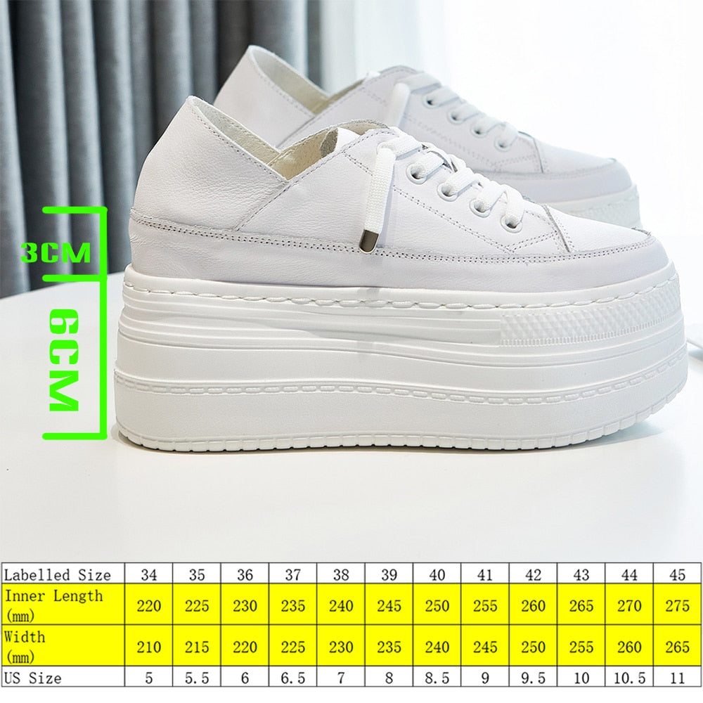 antmvs  9Cm Genuine Leather Women Summer Shoes Platform Sneakers Wedge High Heel Women Casual Shoes Fashion Sneakers Slippers