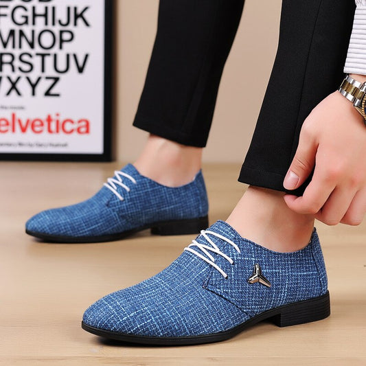Antmvs  Men's Plus Size Shoes Breathable Pointed Linen Canvas Dress Shoes For Men Business Casual Shoes Male Beijing Old Cloth Footwear