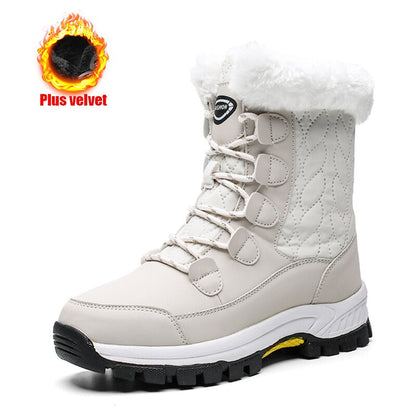 Antmvs Women's Winter High Boot With Fur Snow Boot Warm Puffy Boots For Women Water Proof White Platform Boot Shoes 41 Mid Calf Boots