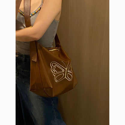 Antmvs Antmvs Retro Butterfly Women's Shoulder Bags Y2k Cool Girls College Underarm Bag Tote Handbags Pu Leather Female Large Crossbody Bag