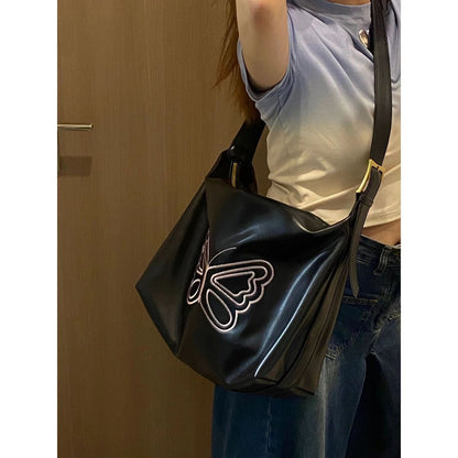 Antmvs Antmvs Retro Butterfly Women's Shoulder Bags Y2k Cool Girls College Underarm Bag Tote Handbags Pu Leather Female Large Crossbody Bag