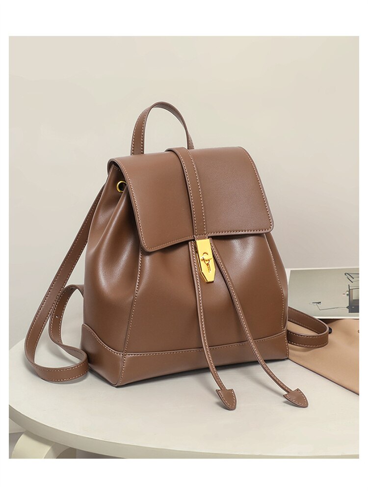 Antmvs Antmvs Schoolbag Women's Backpack New Fashion Trend High Capacity Junior High School Student Genuine Leather Backpack