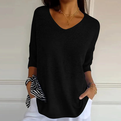 Antmvs -  Women Casual Bat Sleeve Loose Temperament Blouse Blusa Elegant 3/4 Sleeve All Match Shirt 2024 New Style Office Knitted Tops