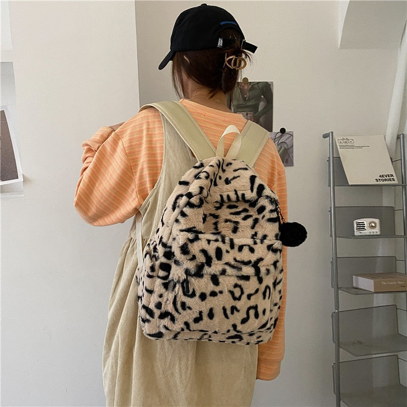 Antmvs Antmvs Winter Autumn Women Soft Plush Backpack Girls School Shoulder Bag Fashion Diamond Lattice Rucksack Female Travel Bagpack Mochila