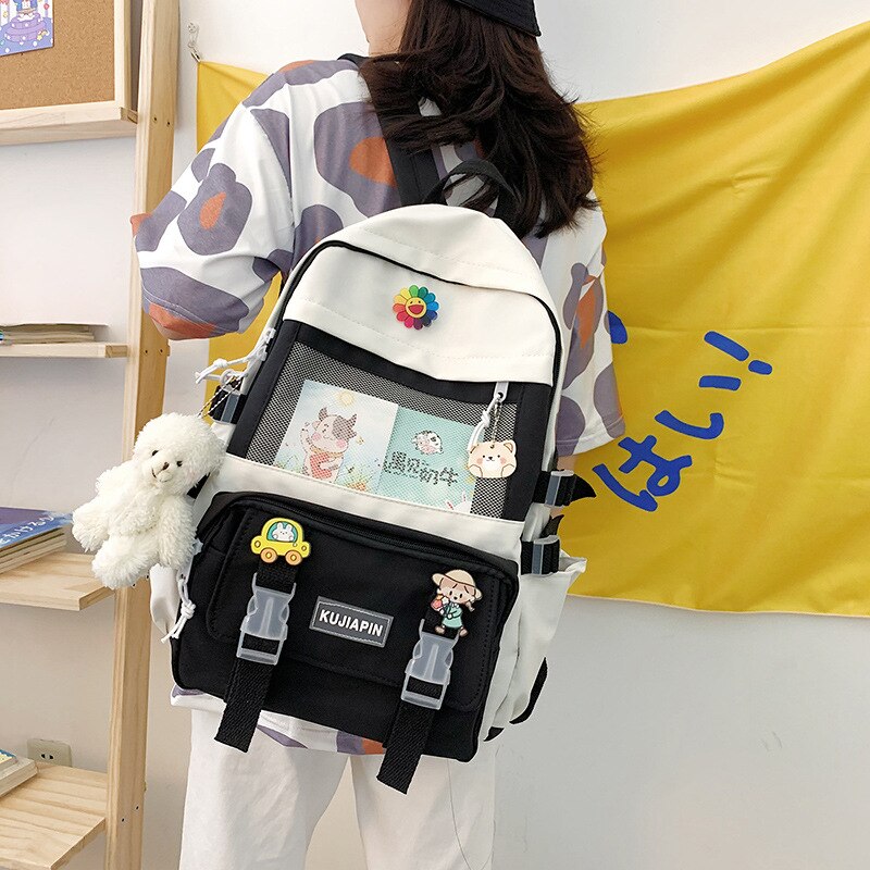 Antmvs Antmvs   New Style School Bag Fashion Colored Primary School Backpack Large Capacity Girls Cartoon Backpack School Backpack