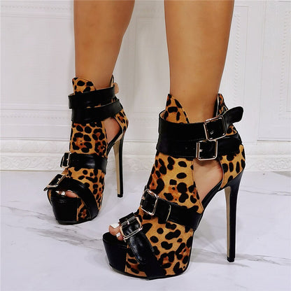 Antmvs  Luxury Brand Design Big Size 34-47 Leopard Customized Women Shoes Woman   Punk High Heels Shoes Women Summer Boots Sandals