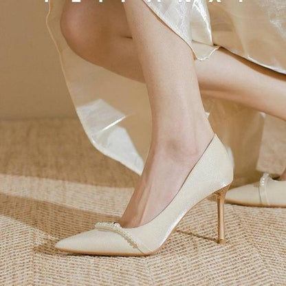 Antmvs Women's Pumps Pointed Toe Slip-On Female Pumps Summer New Solid Fashion Daily Sweet Leisure Party High Heel Ladies Shoes