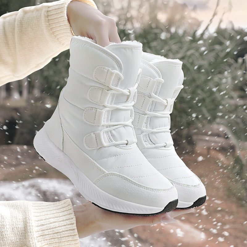 Antmvs Women Boots Winter White Snow Boot Short Style Upper Non-Slip Quality Plush Botas  Invierno Platform Shoes  Botas Mujer