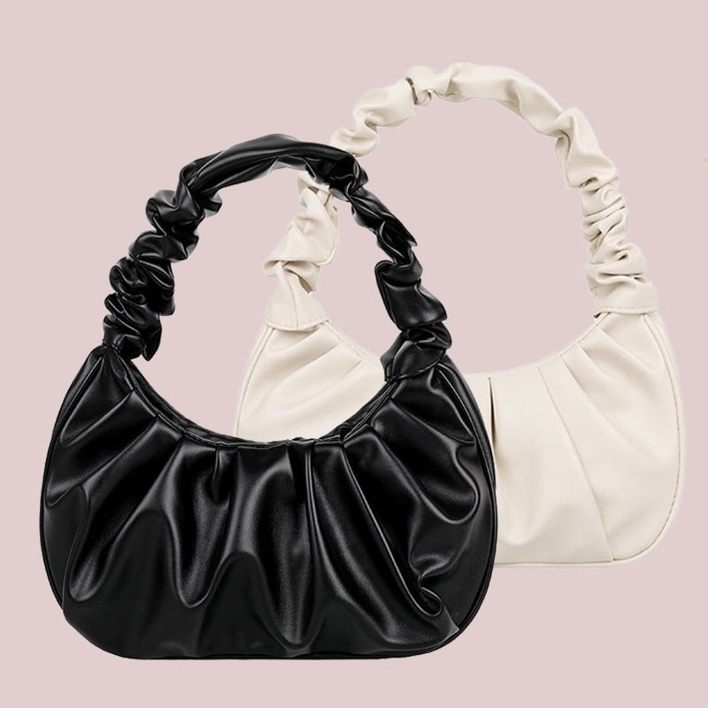 Antmvs Antmvs  Summer Pleated Handlebags For Women PU Cloud Bags Leisure Armpit Bag Shopping Shoulder Bags Dumpling Handbag Female