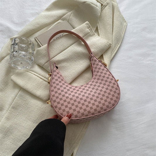 Antmvs Antmvs Vintage Flower Pattern Half Moon Shoulder Bags For Women Diamond Lattice Female Underarm Bag Ladies Stylish Purses And Handbags