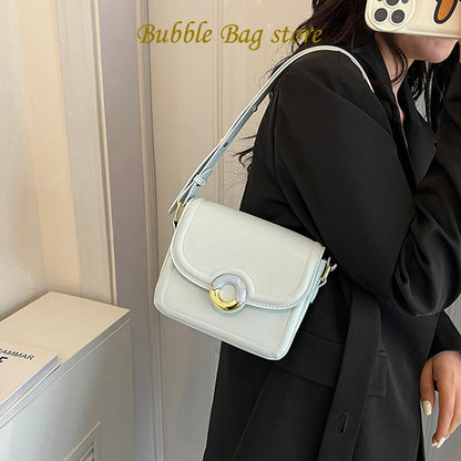 Antmvs Antmvs  Simple Women Pu Leather Shoulder Bags Solid Color College Style High Quality Prom Flap Armpit Bags Blue Pink Messenger Bags