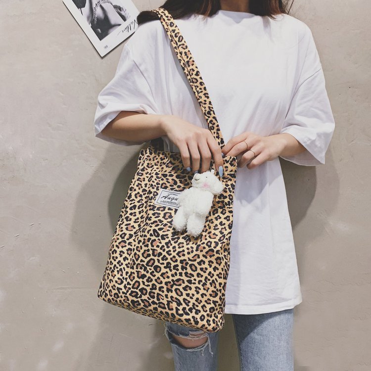 Antmvs Antmvs Korean Chic Big Casual Tote Bag Leopard Shoulder Bag Ladies Canvas Bag New Shopping Bag Student Print Handbag Bolsa Mujer