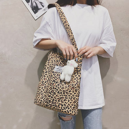 Antmvs Antmvs Korean Chic Big Casual Tote Bag Leopard Shoulder Bag Ladies Canvas Bag New Shopping Bag Student Print Handbag Bolsa Mujer