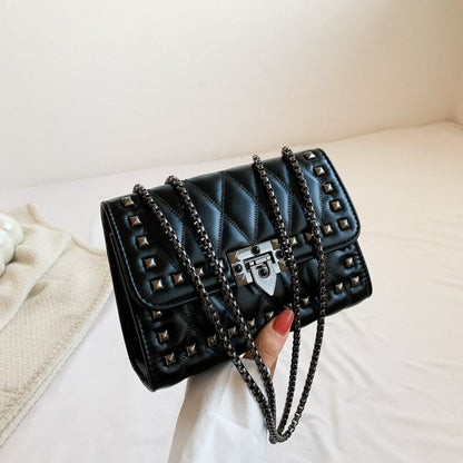 Antmvs Antmvs Luxury Rivet Chain Crossbody Bags For Women Diamond Lattice PU Leather Shoulder Bag Trendy Lock Ladies Purses and Handbags