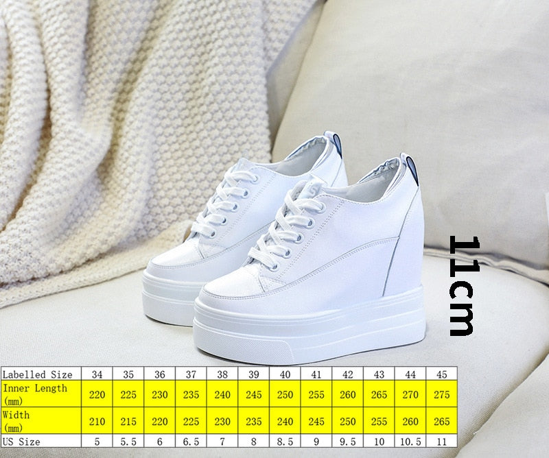 antmvs  11Cm Platform Wedge Sneakers Shoes Genuine Leather Women Fashion Sneakers Hidden Heel Shoes Spring Autumn Summer Pumps