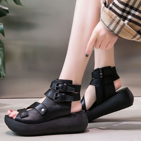 antmvs  Summer Women Wedge Platform Sandals Shoes Fashion Designer High Top Womens Casual Sandal Shoes Thick Sole Rome Sandalias