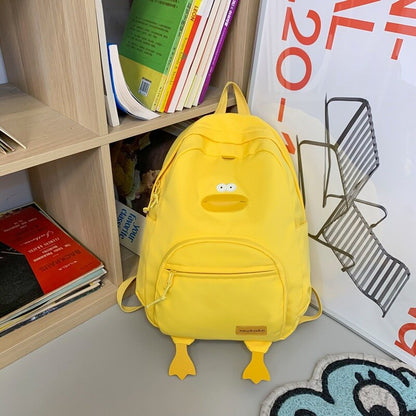 Antmvs Antmvs   Cute Women Backpack Nylon Cartoon Duck Kawaii Middle School Students Bags for Teenage Girls Solid Color Bookbags Casual