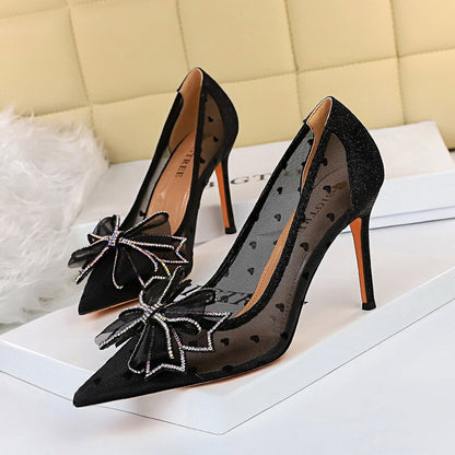 antmvs   Korean-Style Polka Dot Buckle Evening Party High Heels  Pumps Comfortable Women's Stilettos Bowknot Sandals Women Shoes