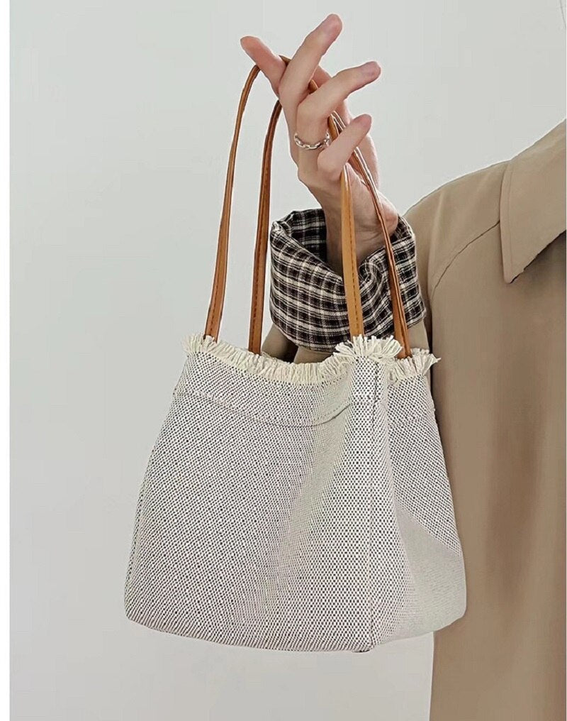 Antmvs Antmvs  Women's Bag  New High Capacity Denim Canvas Portable Bucket Bag Fashion Versatile Vegetable Basket Handbag