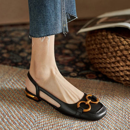 Antmvs New French Retro Ladies Flats Korean Style One Line Buckle Female Sandals Fashionable Plaid Thick Heel Women's Shoes